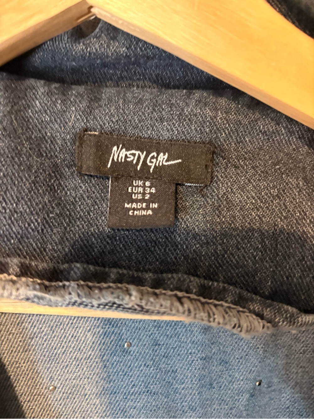 Nasty Gal Light Blue Denim Studded Moto Jacket - Picture 4 of 4